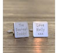 Uniqueful Men's Personalised The Bestest Daddy Silver Finish Cufflinks for Dad Uniqueful Silver One Size
