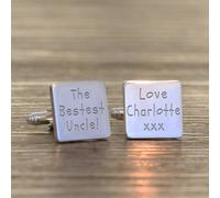 Uniqueful Men's Personalised The Bestest Uncle Silver Finish Cufflinks Thank You Uniqueful Silver One Size