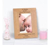 Uniqueful Men's Personalised To Daddy On Our First Christmas Frame in Brown Uniqueful Brown