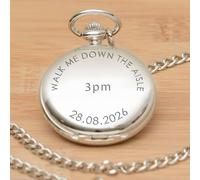 Uniqueful Men's Personalised Walk Me Down The Aisle Silver Finish Pocket Watch Wedding Uniqueful Silver One Size