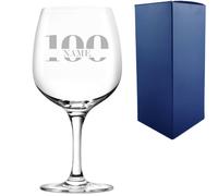 Uniqueful Personalised 100th Birthday Spanish Gin Copa Balloon Glass in Clear Uniqueful Clear