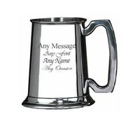 Uniqueful Personalised 10oz Half Pint Plain Pewter Tankard Birthday Gift in Silver Uniqueful Silver