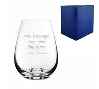 Uniqueful Personalised 11oz Dimple Base Stemless White Wine Glass Birthday Gift in Clear Uniqueful Clear