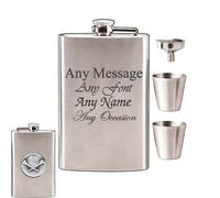 Uniqueful Personalised 8oz Golf Hip Flask with Funnel & Cups Birthday Gift in Silver Uniqueful Silver