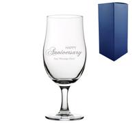 Uniqueful Personalised Anniversary Draft Stemmed Beer Glass Gift in Clear Uniqueful Clear
