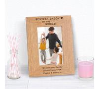 Uniqueful Personalised Bestest Daddy in the World Wood Picture Frame 7x5 in Brown | Size: 1 Pack Uniqueful Brown 1 Pack