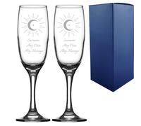 Uniqueful Personalised Celestial Wedding Champagne Set Any Message 7.5oz 221ml in Clear Uniqueful Clear