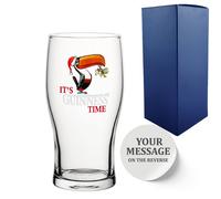 Uniqueful Personalised Christmas Toucan Guinness Pint Glass Any Message in Clear Uniqueful Clear One Size