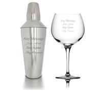Uniqueful Personalised Cocktail Shaker & Gin Balloon Glass for Birthday in Silver Uniqueful Silver
