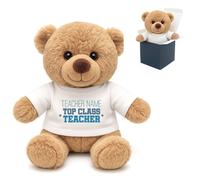 Uniqueful Personalised Cream Teddy Bear Top Class Teacher Design T-Shirt in Beige | Size: 1 Pack Uniqueful Beige 1 Pack