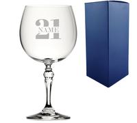 Uniqueful Personalised Crystal Gin Balloon Glass for 21th Birthday Design in Clear Uniqueful Clear