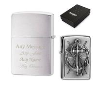 Uniqueful Personalised Engraved Anchor Emblem Official Zippo Windproof Lighter in Silver | Size: 1 Pack Uniqueful Silver 1 Pack