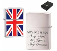 Uniqueful Personalised Engraved Brushed Chrome Union Jack Official Zippo Lighter | Size: 1 Pack Uniqueful Multicolor 1 Pack