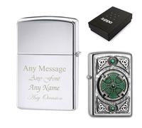 Uniqueful Personalised Engraved Celtic Green Cross Zippo Lighter for Friend in Silver | Size: 1 Pack Uniqueful Silver 1 Pack