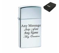 Uniqueful Personalised Engraved Chrome Slim Zippo Lighter Birthday Gift for in Silver | Size: 1 Pack Uniqueful Silver 1 Pack