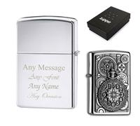 Uniqueful Personalised Engraved Clock Emblem Official Zippo Windproof Lighter in Silver | Size: 1 Pack Uniqueful Silver 1 Pack