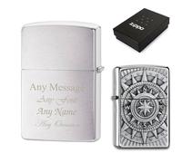 Uniqueful Personalised Engraved Compass Emblem Official Zippo Windproof Lighter in Silver | Size: 1 Pack Uniqueful Silver 1 Pack