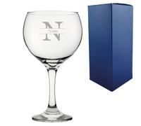 Uniqueful Personalised Engraved Cubata Gin Glass Initial & Name Classic Font in Clear Uniqueful Clear