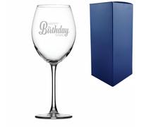 Uniqueful Personalised Engraved Enoteca Wine Glass Happy Birthday Name Design in Clear Uniqueful Clear