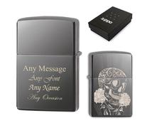 Uniqueful Personalised Engraved Fancy Skull Official Zippo Windproof Lighter in Grey | Size: 1 Pack Uniqueful Grey 1 Pack
