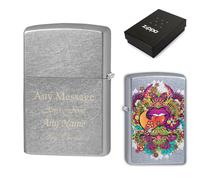 Uniqueful Personalised Engraved Psychedelic Lip Official Zippo Windproof Lighter in Silver | Size: 1 Pack Uniqueful Silver 1 Pack