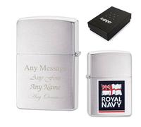 Uniqueful Personalised Engraved Royal Navy Official Zippo Windproof Lighter in Silver | Size: 1 Pack Uniqueful Silver 1 Pack