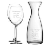Uniqueful Personalised Engraved Set of 2 Enoteca Wine Glass 1 Litre Carafe Set in Clear Uniqueful Clear