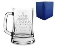 Uniqueful Personalised Engraved Tankard Beer Mug Merry Christmas Design in Clear | Size: 1000ml Uniqueful Clear 1000ml