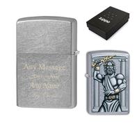 Uniqueful Personalised Engraved Zeus Official Zippo Windproof Lighter Birthday in Silver | Size: 1 Pack Uniqueful Silver 1 Pack