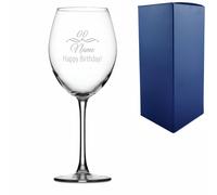 Uniqueful Personalised Enoteca Wine Glass Flourish Birthday Gift in Clear Uniqueful Clear