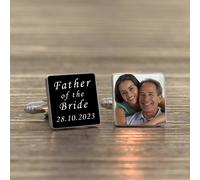 Uniqueful Personalised Father of the Groom Photo Upload Silver Finish Cufflinks | Size: 10 Uniqueful Silver 10
