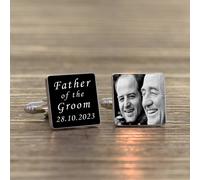 Uniqueful Personalised Father of the Groom Photo Upload Silver Finish Cufflinks | Size: 10 Uniqueful Silver 10