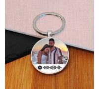 Uniqueful Personalised Favourite Song Photo Upload Key Ring Anniversary in Silver | Size: 1 Pack Uniqueful Silver 1 Pack