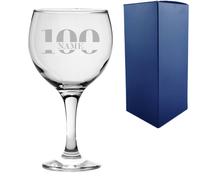 Uniqueful Personalised Gin Balloon Glass for 100th Birthday Celebration in Clear Uniqueful Clear