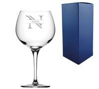 Uniqueful Personalised Gin Glass Initial & Name 680ml Striped Font Wedding in Clear Uniqueful Clear