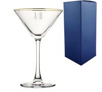 Uniqueful Personalised Gold Rim Martini Glass Initials Design Any Name Uniqueful Gold