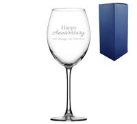 Uniqueful Personalised Happy Anniversary Any Message 19oz Enoteca Wine Glass in Clear | Size: 20oz (550ml) Uniqueful Clear 20oz (550ml)
