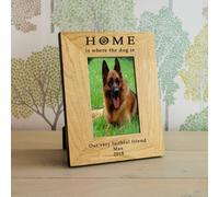 Uniqueful Personalised Home is where the dog is Wood Picture Frame 6x4 New Home in Brown Uniqueful Brown