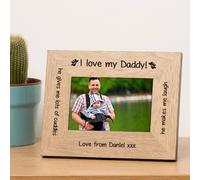 Uniqueful Personalised I Love My Daddy Wood Picture Frame 6x4 for Dad in Brown Uniqueful Brown