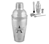 Uniqueful Personalised Initial & Name Design Engraved Cocktail Shaker Set in Silver | Size: 500ml Uniqueful Silver 500ml