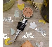 Uniqueful Personalised Mr & Mrs Cherrywood Bottle Stopper Wedding Gift in Silver | Size: 0.6m2 Uniqueful Silver 0.6m2