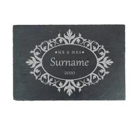 Uniqueful Personalised Mr & Mrs Design Rectangular Slate Cheeseboard in Black | Size: 1 Pack Uniqueful Black 1 Pack
