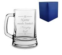 Uniqueful Personalised Name made Santas Naughty Nice list Christmas Tankard in Clear | Size: 20oz (550ml) Uniqueful Clear 20oz (550ml)