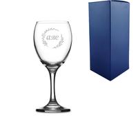 Uniqueful Personalised Novelty 9oz Imperial Wine Glass Wreath Design Initials in Clear | Size: 1000ml Uniqueful Clear 1000ml