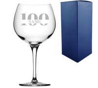 Uniqueful Personalised Primeur Gin Balloon Glass for 100th Birthday Design in Clear Uniqueful Clear