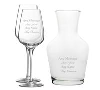 Uniqueful Personalised Set of 2 Wine Glasses & 1 Litre Vin Carafe in Clear Uniqueful Clear