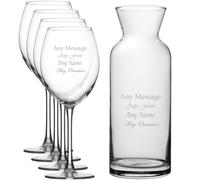 Uniqueful Personalised Set of 4 Enoteca Wine Glasses & Village Carafe Set in Clear Uniqueful Clear