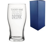 Uniqueful Personalised Sorry Our Class is Why You Drink Teacher Pint Glass in Clear | Size: 20oz (550ml) Uniqueful Clear 20oz (550ml)
