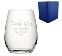 Uniqueful Personalised Thank You for Everything Stemless Wine Glass in Clear Uniqueful Clear