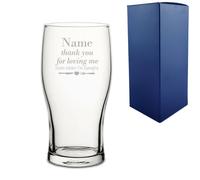 Uniqueful Personalised Thank You for Loving Me when I'm Hangry Pint Glass in Clear Uniqueful Clear